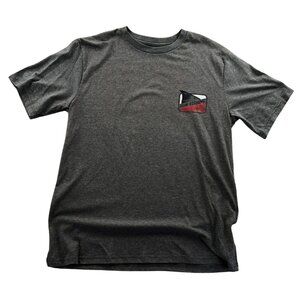 Huk Mens Fishing Shirt Medium Gray Short Sleeve Graphic Print Casual Tee Classic